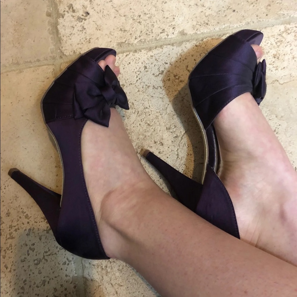 Purple Bow Pump Heels